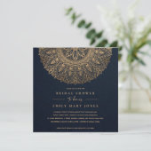 NAVY GOLD CLASSIC MANDALA VRIJGEZELLENFEEST KAART (Staand voorkant)