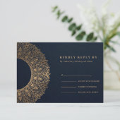 NAVY GOLD CLASSIC  MANDALA WEDDING RSVP (Staand voorkant)