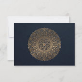NAVY GOLD CLASSIC  MANDALA WEDDING RSVP KAARTJE (Achterkant)