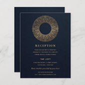 NAVY GOLD CLASSY  MANDALA WEDDING RECEPT INFORMATIEKAARTJE (Voorkant / Achterkant)