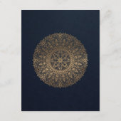NAVY GOLD CLASSY  MANDALA WEDDING RECEPT INFORMATIEKAARTJE (Achterkant)