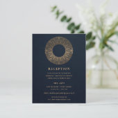 NAVY GOLD CLASSY  MANDALA WEDDING RECEPT INFORMATIEKAARTJE (Staand voorkant)