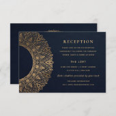 NAVY GOLD CLASSY  MANDALA WEDDING RECEPT INFORMATIEKAARTJE (Voorkant / Achterkant)