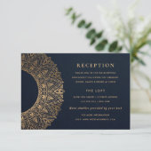 NAVY GOLD CLASSY  MANDALA WEDDING RECEPT INFORMATIEKAARTJE (Staand voorkant)
