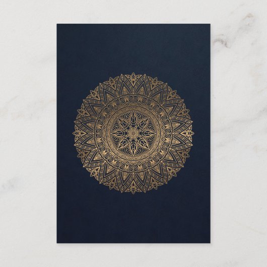 NAVY GOLD CLASSY  MANDALA WEDDING RECEPT INFORMATIEKAARTJE (Achterkant)