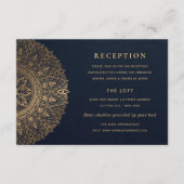 NAVY GOLD CLASSY MANDALA WEDDING RECEPT INFORMATIEKAARTJE (Voorkant)