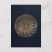 NAVY GOLD CLASSY  MANDALA WEDDING RECEPT INFORMATIEKAARTJE (Achterkant)
