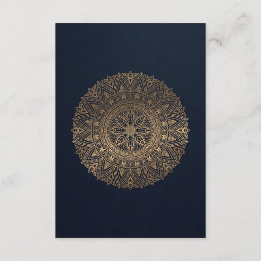 NAVY GOLD CLASSY MANDALA WEDDING RECEPT INFORMATIEKAARTJE (Achterkant)
