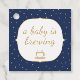Navy Gold Confetti Een baby brouwt dank u Bedankjes Labels