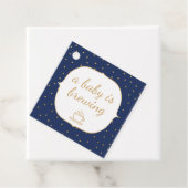 Navy Gold Confetti Een baby brouwt dank u Bedankjes Labels (In situ)