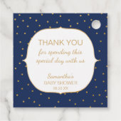 Navy Gold Confetti Een baby brouwt dank u Bedankjes Labels (Achterkant)