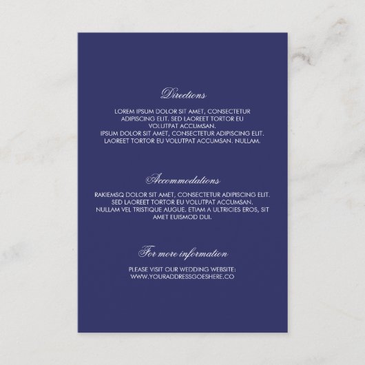 Navy Gold Confetti Wedding Details Informatiekaartje (Voorkant)