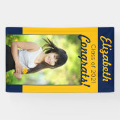 Navy & Gold Congrats One Photo Graduparty Spandoek (Horizontaal)