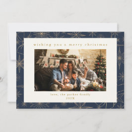 Navy & Gold Custom Foto Kerstvakantie Kaart
