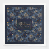 Navy Gold Custom servetten Lux Bloemen Tafel Stijl (Voorkant)