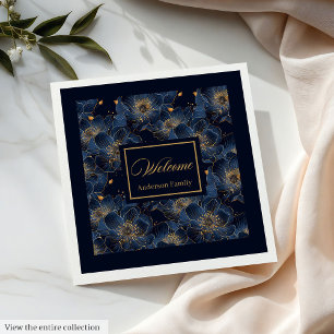 Navy Gold Custom servetten Lux Bloemen Tafel Stijl