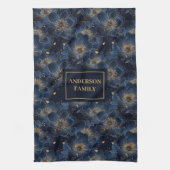 Navy Gold Custom Towel Lux Floral Kitchen Gift Theedoek (Verticaal)