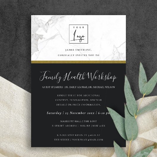 NAVY GOLD DAHLIA FLORAL WORKSHOP TALK EVENT INVITE BEDANKKAART