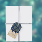  Navy Gold Damask Bedankt voor je naam Cadeaulabel