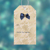  Navy Gold Damask Bedankt voor je naam Cadeaulabel