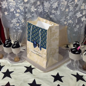  Navy Gold Damask Bedankt voor je naam Medium Cadeauzakje