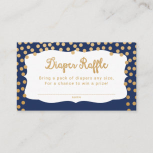 Navy Gold Dot Luier Raffle Tickets Informatiekaartje