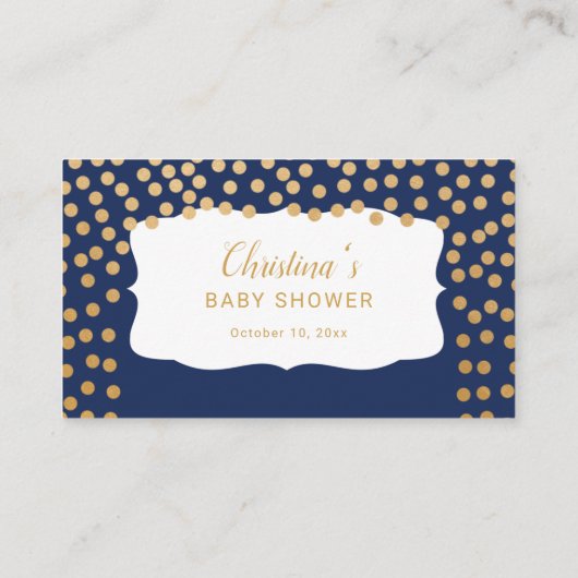 Navy Gold Dot Luier Raffle Tickets Informatiekaartje (Achterkant)