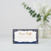 Navy Gold Dot Luier Raffle Tickets Informatiekaartje (Staand voorkant)