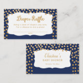 Navy Gold Dot Luier Raffle Tickets Informatiekaartje (Voorkant / Achterkant)