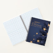 Navy Gold Eenvoudige Kerstdag 8,5" x 11" Spiraal Notitieboek (Binnen)