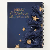 Navy Gold Eenvoudige Kerstdag 8,5" x 11" Spiraal Notitieboek (Achterkant)