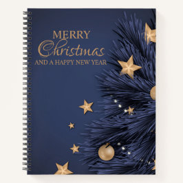 Navy Gold Eenvoudige Kerstdag 8,5" x 11" Spiraal Notitieboek