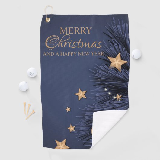 Navy Gold Eenvoudige Kerstdag Custom Best Golfhanddoek (Insitu)