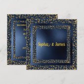 Navy & Gold Elegance sparkles verloving Kaart (Voorkant / Achterkant)