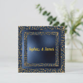 Navy & Gold Elegance sparkles verloving Kaart (Staand voorkant)