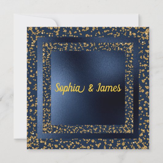Navy & Gold Elegance sparkles verloving Kaart (Voorkant)