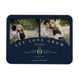 Navy Gold Elegant 2 Foto's laten liefdeshuwelijk g Magneet