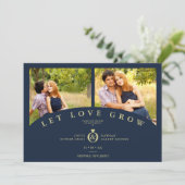 Navy Gold Elegant 2 Photos let Love Grow Wedding (Staand voorkant)