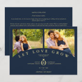 Navy Gold Elegant 2 Photos let Love Grow Wedding (Voorkant / Achterkant)