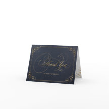 Navy Gold elegant calligrafie dank u