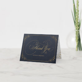 Navy Gold elegant calligrafie dank u Bedankkaart