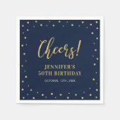 Navy & Gold | Elegant Classic Adult Birthday Party Servet (Voorkant)