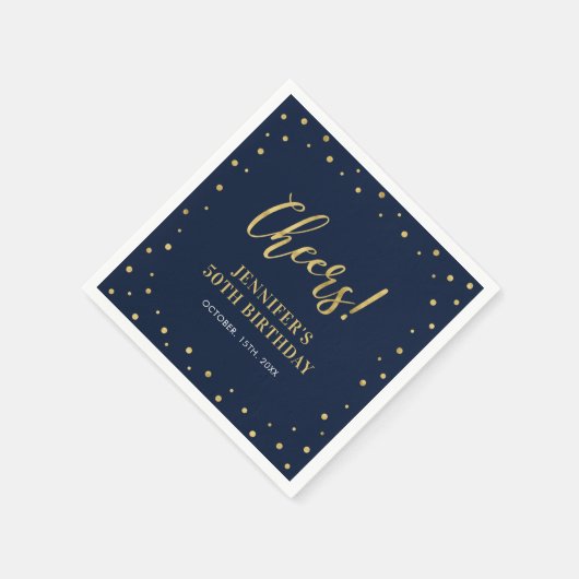 Navy & Gold | Elegant Classic Adult Birthday Party Servet (Hoek)