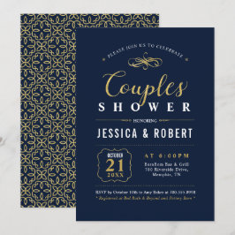 Navy & Gold | Elegant Couples Wedding Shower Kaart