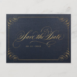 Navy Gold-elegant-kalligrafie, met uitzondering va Aankondigingskaart