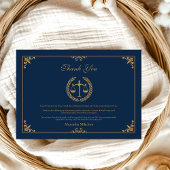 Navy Gold Elegant Law School Afstuderen Bedankkaart