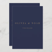 Navy & Gold Elegant Verloving Aankondiging Kaart (Voorkant / Achterkant)