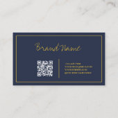 Navy Gold | Elegante kalligrafie Slanke QR-code Visitekaartje (Achterkant)