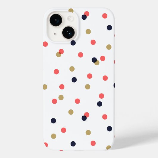 Navy Gold en Coral Confetti Stippen Case-Mate iPhone Case (Achterkant)