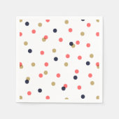 Navy Gold en Coral Confetti Stippen Servet (Voorkant)